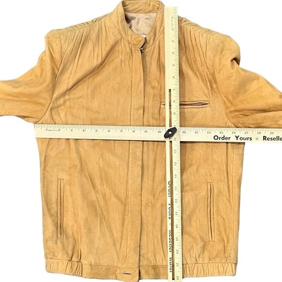 Vintage Tannery West Tan Suede Leather Jacket Zip Pocket size 4 / S *GOOD* - Picture 4 of 16